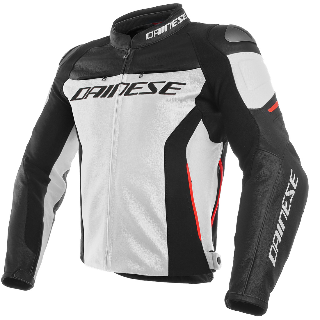 DAINESE RACING 3 PELLE WHITE/BLACK/RED JACKET LEATHER PERFORATED GAS