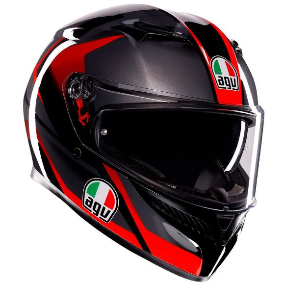 AGV K3 MPLK Striga full face κράνη μηχανής μαύρο/γκρι/κόκκινο Χανιά