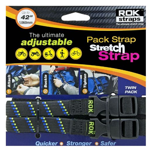 Elastic straps ROKSTRAPS STRETCH STRAPS SET Motorcycle Luggage Strap 31-106cm x 16mm black blue green