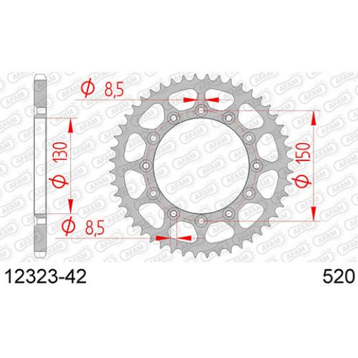 AFAM 1912323 REAR SPROCKET FOR YAMAHA WR 250 X/R 2009-2014