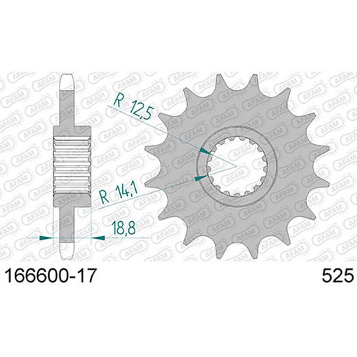 Μπροστινό γρανάζι AFAM BMW F700 GS 2011-2017 γρανάζια μοτοσυκλέτας 166600-17