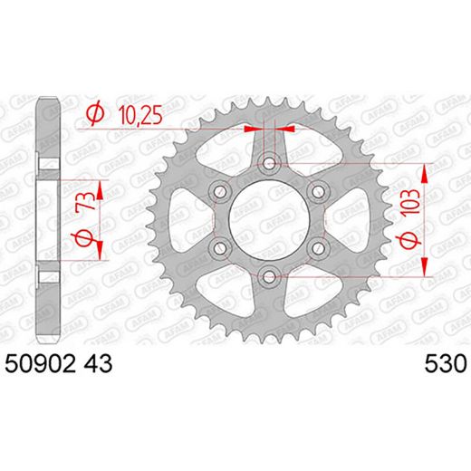 Πίσω γρανάζι AFAM DUCATI MULTISTRADA 1200-1260 ENDURO γρανάζια μοτοσυκλέτας 50902-43