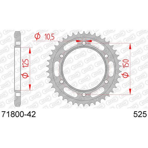 AFAM 1971800-42 SILVER REAR SPROCKET FOR KTM 1190 ADVENTURE 2013-2016