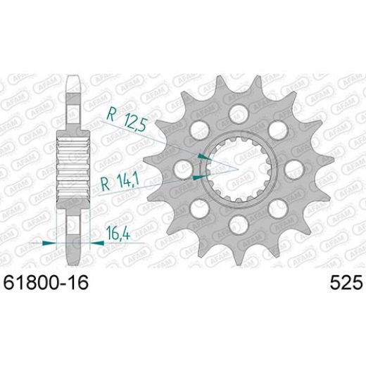 AFAM 1861800.16 FRONT SPROCKET FOR KTM 990 ADVENTURE 525-16 STEEL