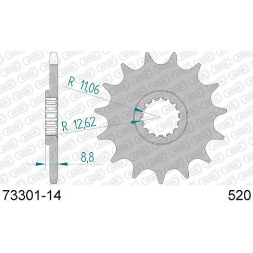 AFAM 1873301.14 FRONT SPROCKET FOR KTM EXC450F 2007 AND 125/500/600 LC4