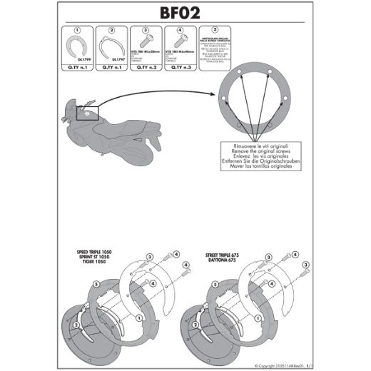 TANK LOCK GIVI APRILIA/BENELLI/TRIUMPH | BF02 BLACK