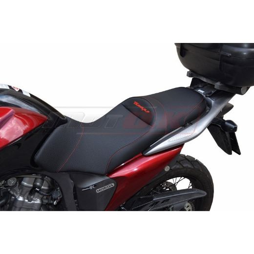 MOTO.K BLACK COMFORT SEAT + EMBROIDERY LOGO + PROSTATE SPACE FOR HONDA TRANSALP XLV-700 2008-