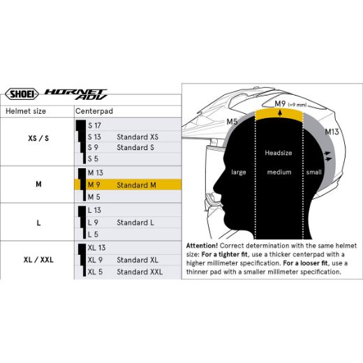 SHOEI INNER LINER FOR HORNET ADV