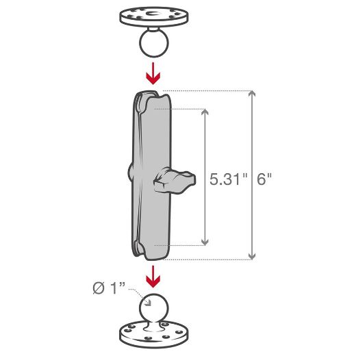 Βραχίονας μακρύς RAM MOUNT RAM-B-201-C μεταλλικός