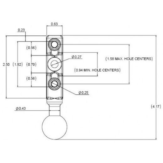 RAM MOUNT RAM-B-309-7U Βάση με μπίλια για τιμόνια ή καβαλέτα συμπλέκτη φρένου